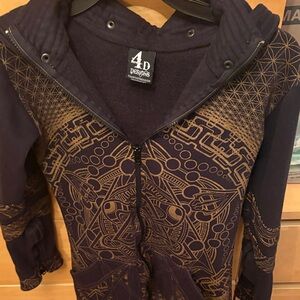 Geometric Patterned Black and Gold Women's Hoodie